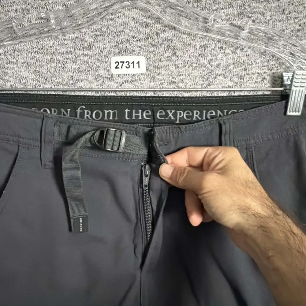 Prana Men's Size 32/32 Gray Nylon Straight Leg Zion Belted Outerwear Pants